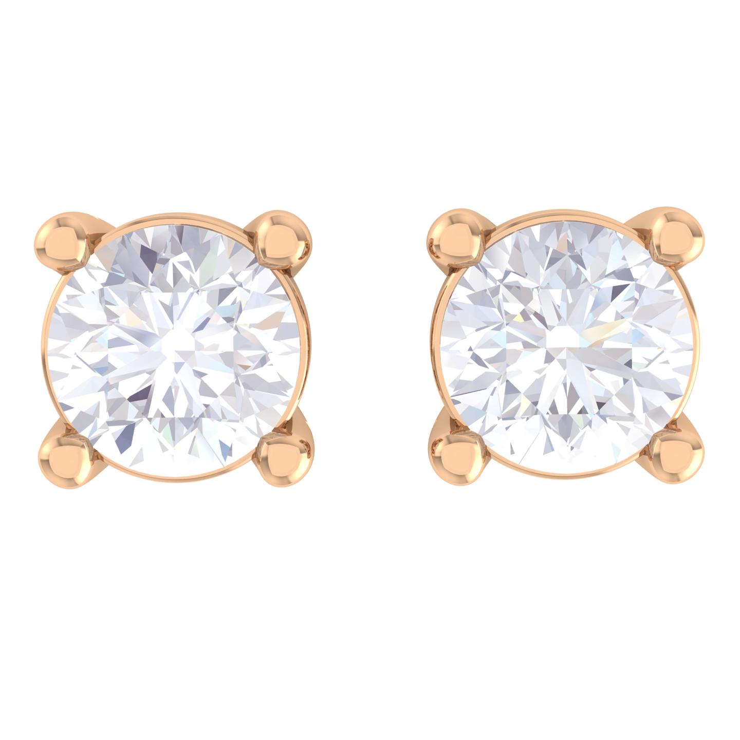 Round Lab Grown Diamond Solitaire Stud Earrings