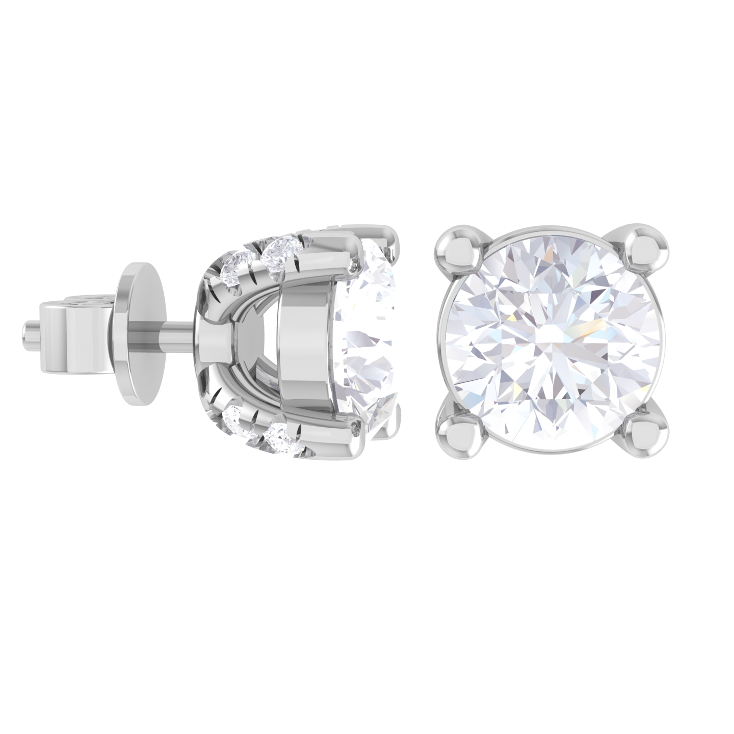 Round Lab Grown Diamond Solitaire Stud Earrings