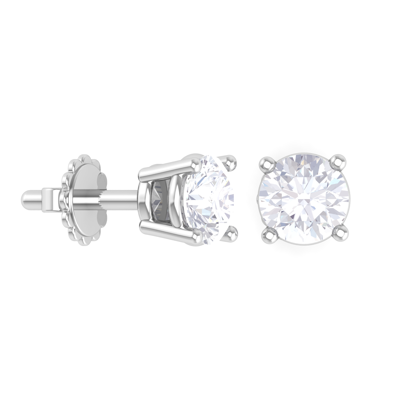 Round Lab Grown Diamond Solitaire Stud Earrings