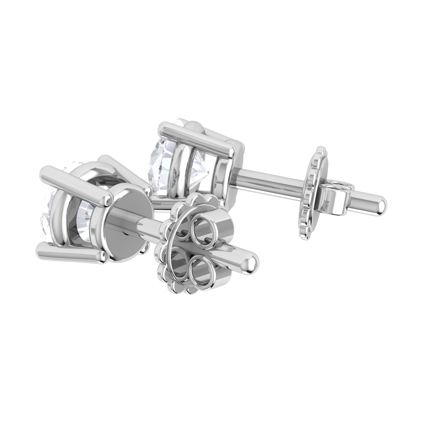 Round Lab Grown Diamond Solitaire Stud Earrings