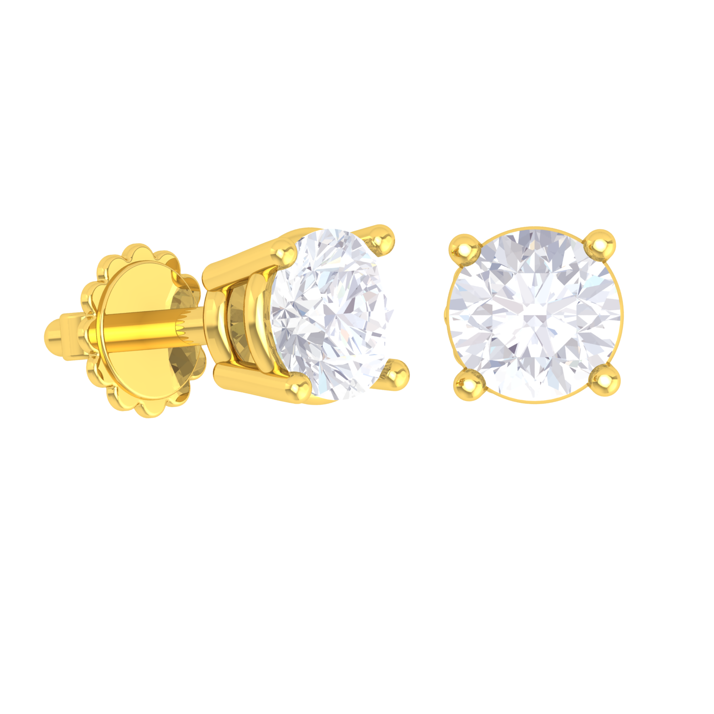 Round Lab Grown Diamond Solitaire Stud Earrings