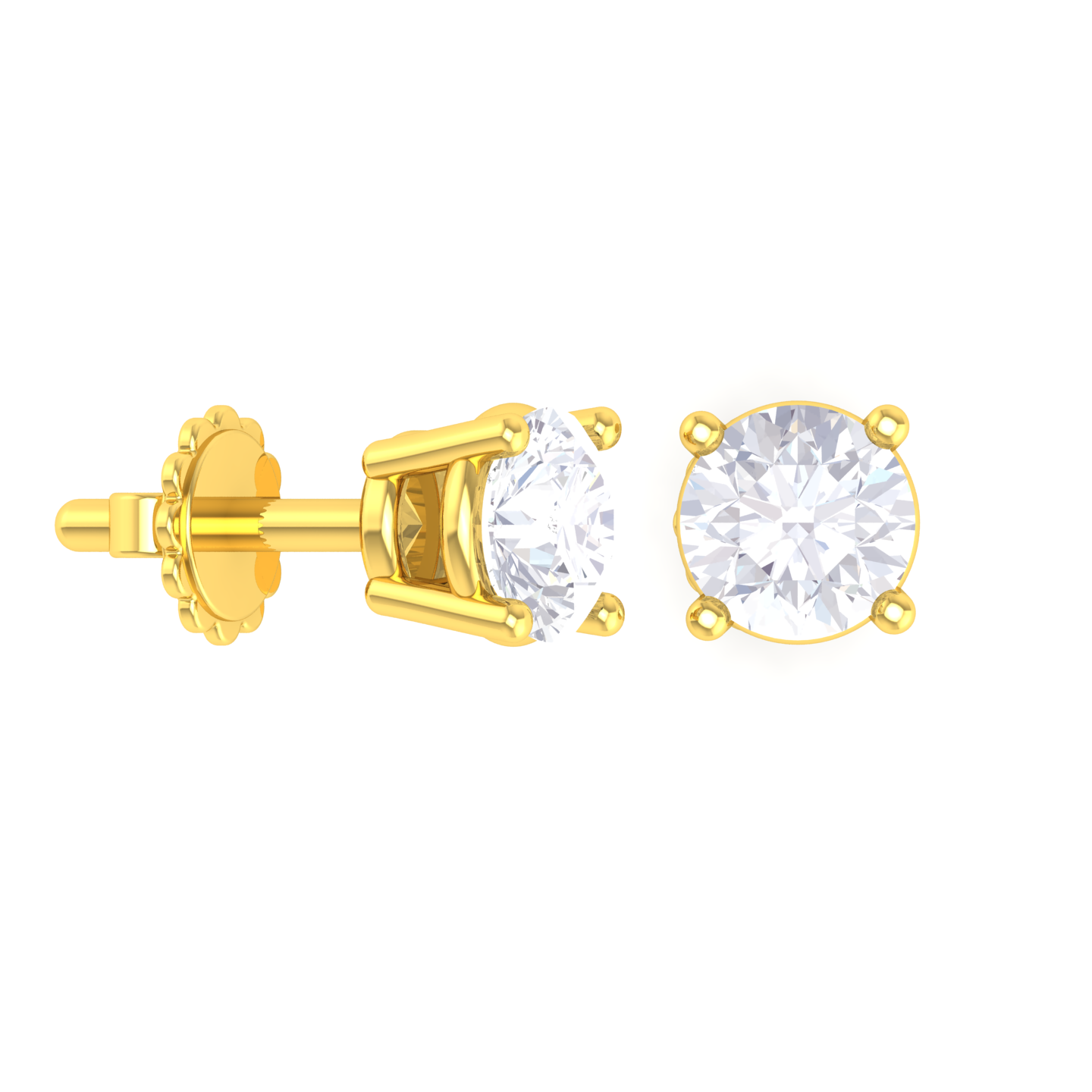 Round Lab Grown Diamond Solitaire Stud Earrings
