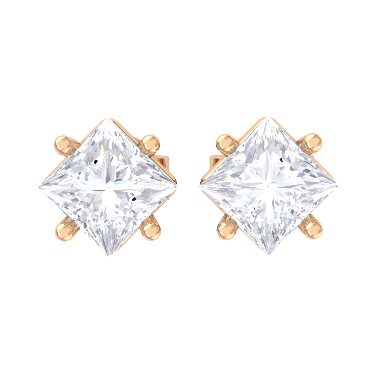 Princess-Cut Lab Grown Diamond Solitaire Stud Earrings
