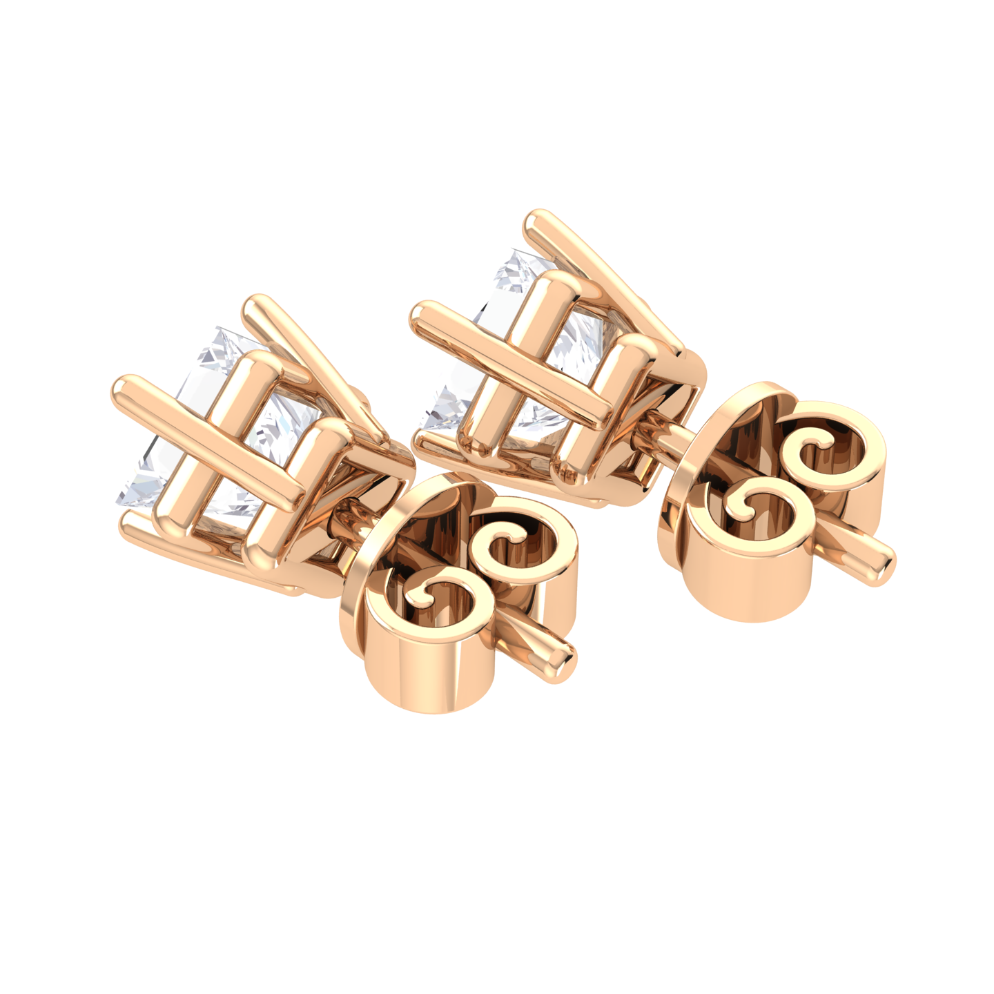 Princess-Cut Lab Grown Diamond Solitaire Stud Earrings
