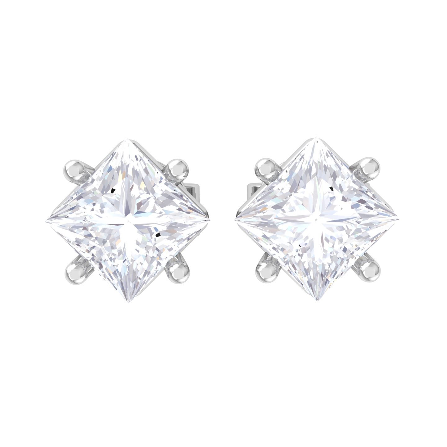Princess-Cut Lab Grown Diamond Solitaire Stud Earrings