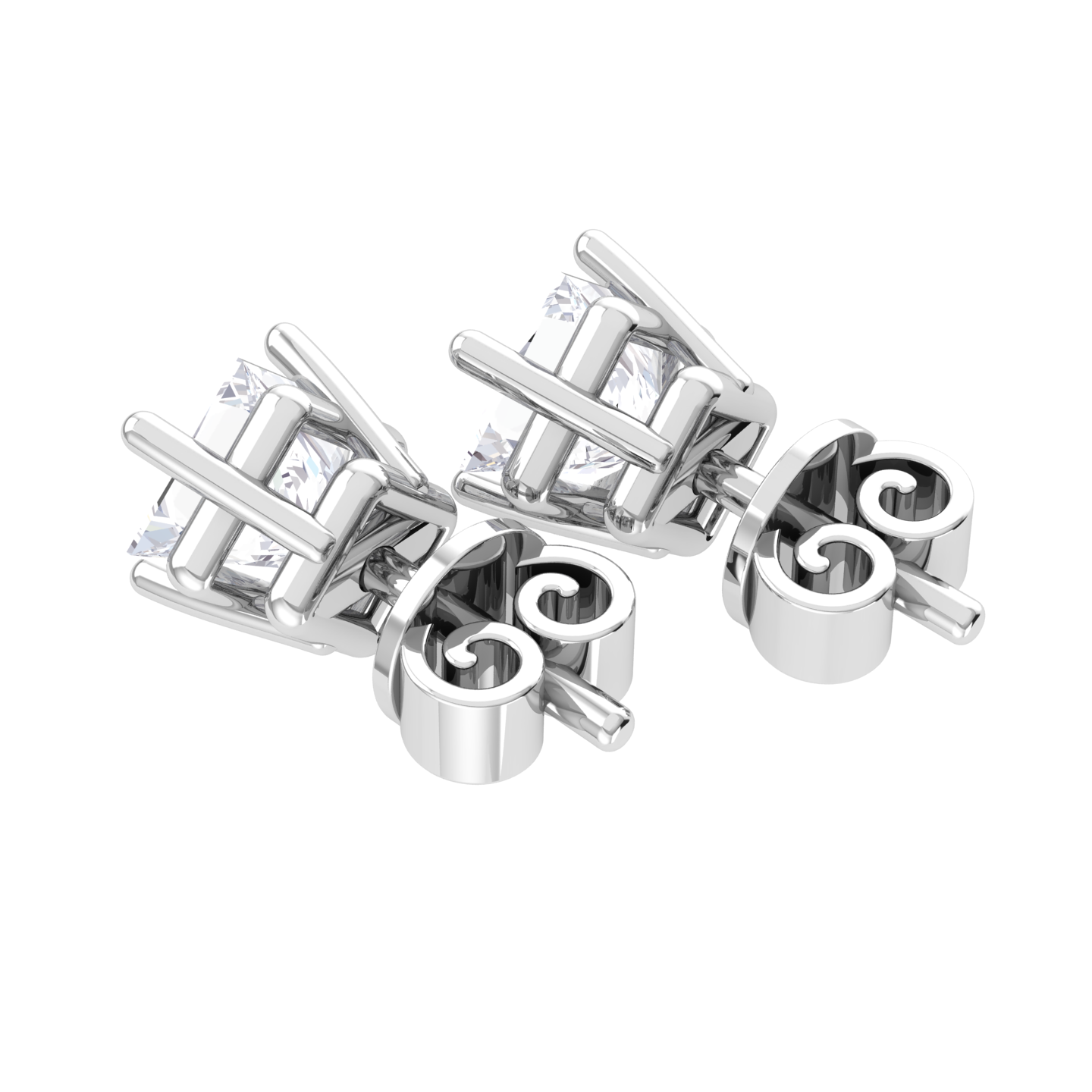 Princess-Cut Lab Grown Diamond Solitaire Stud Earrings