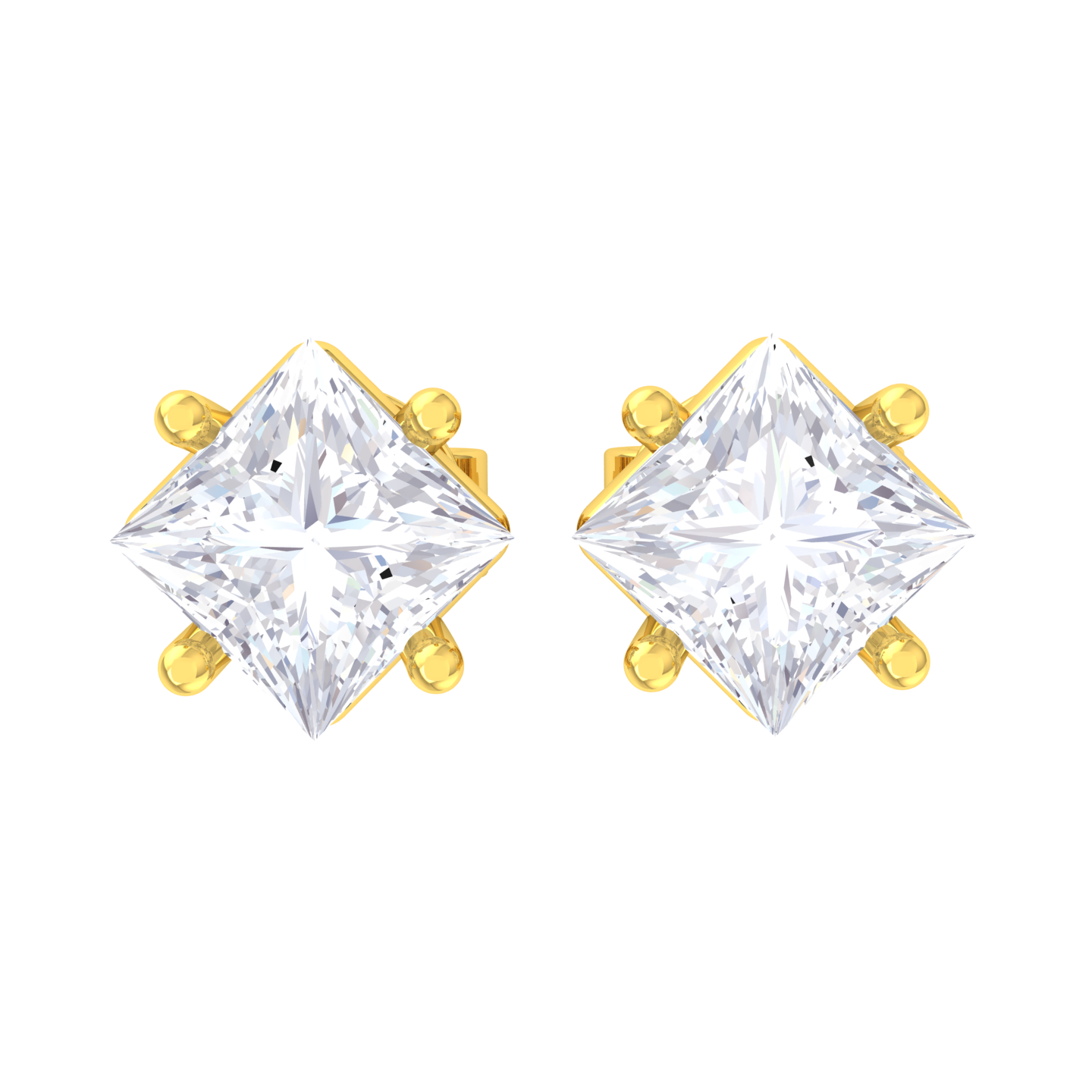 Princess-Cut Lab Grown Diamond Solitaire Stud Earrings