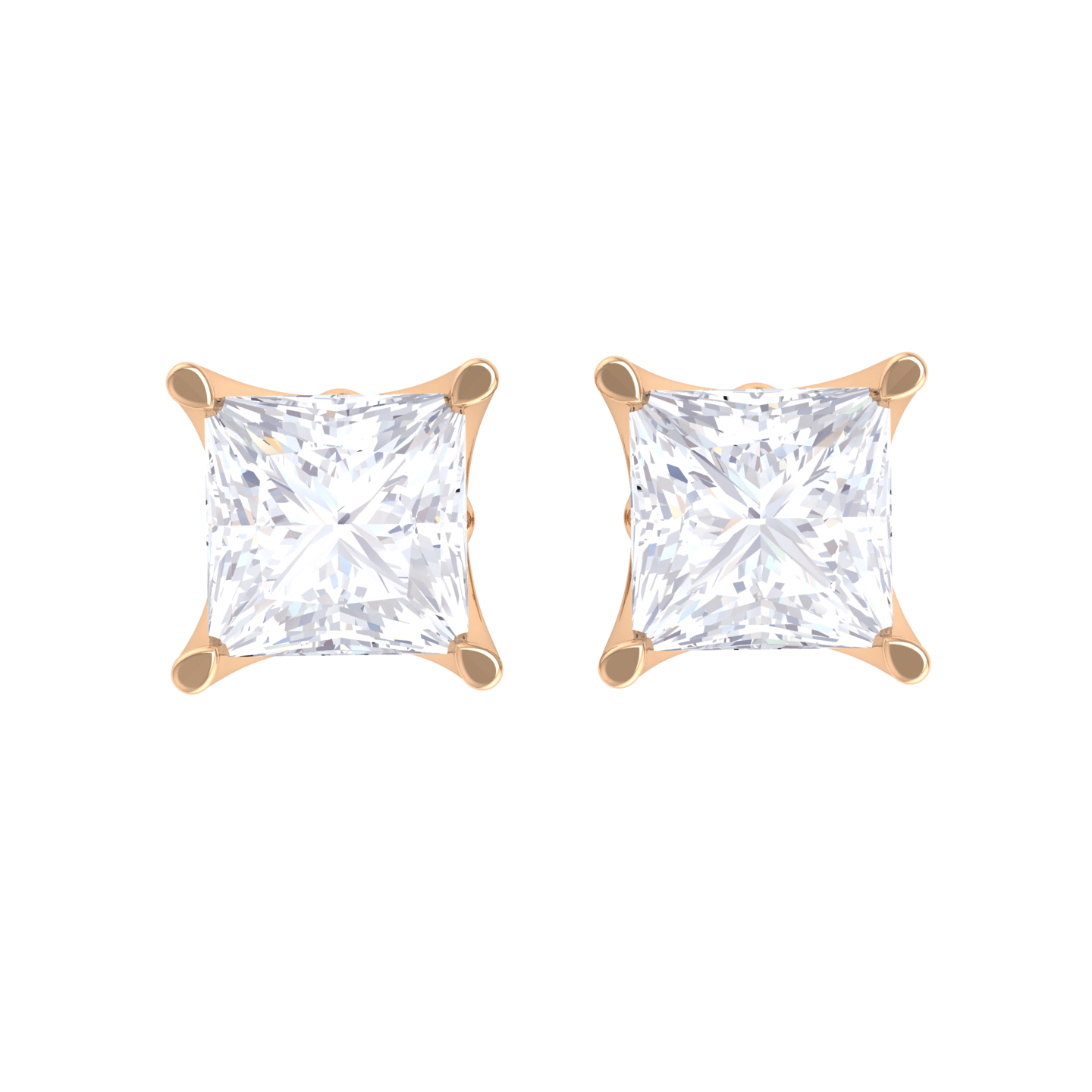 Princess-Cut Lab Grown Diamond Solitaire Stud Earrings
