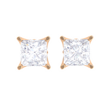 Princess-Cut Lab Grown Diamond Solitaire Stud Earrings