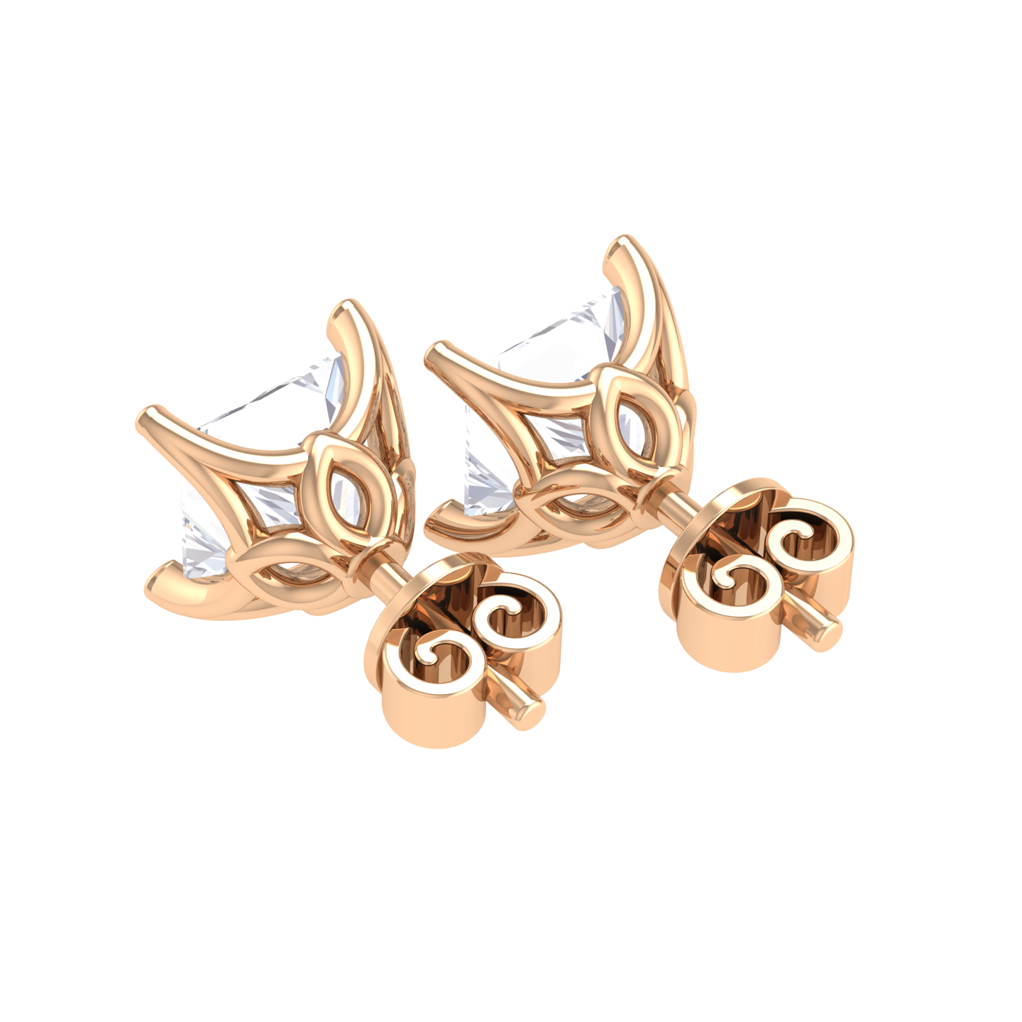 Princess-Cut Lab Grown Diamond Solitaire Stud Earrings