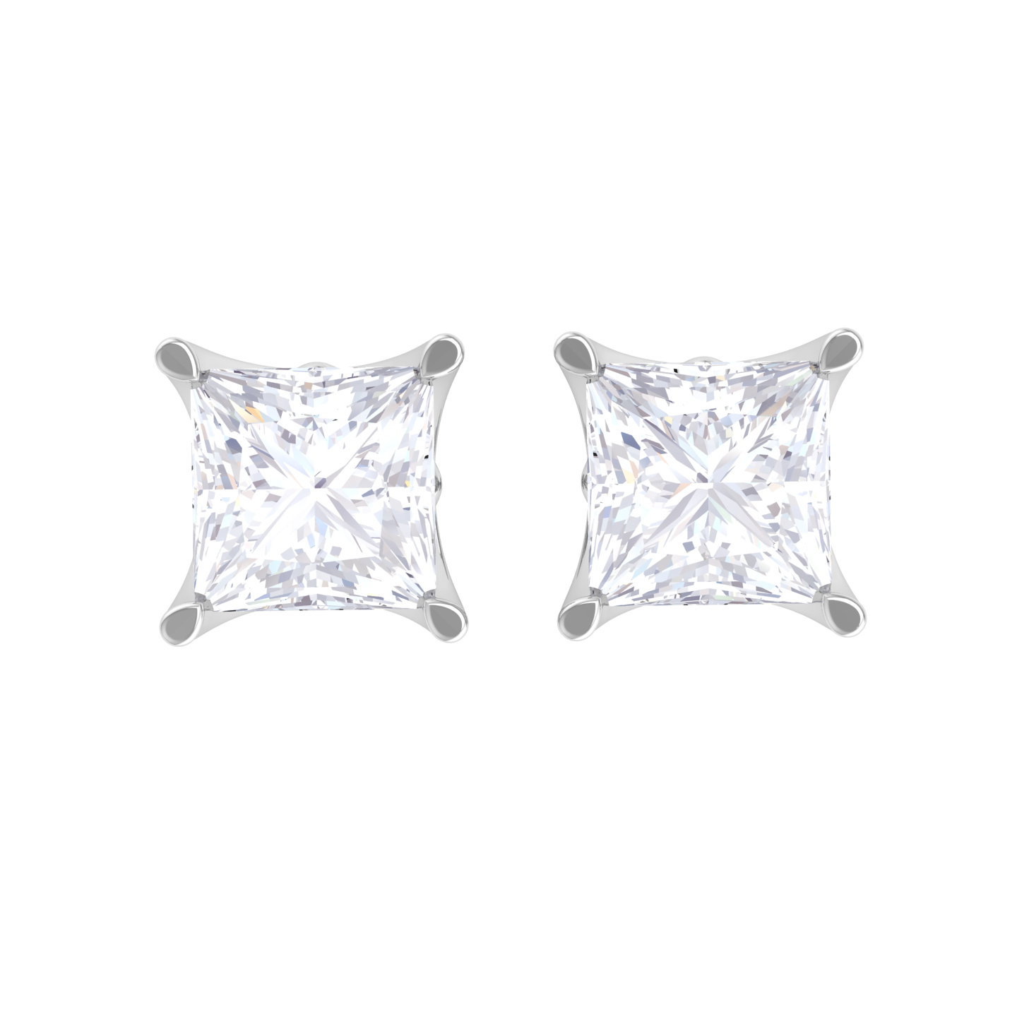 Princess-Cut Lab Grown Diamond Solitaire Stud Earrings