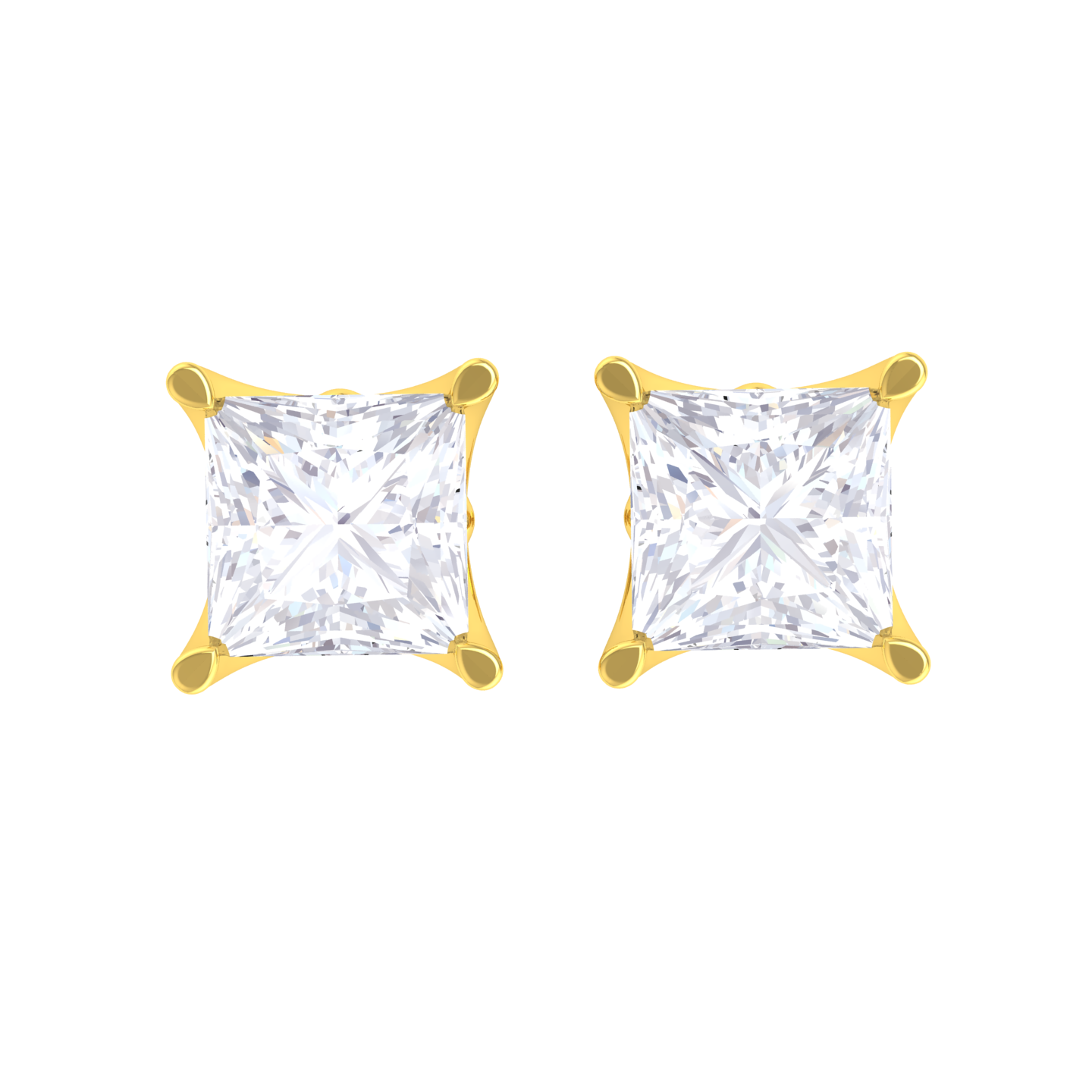 Princess-Cut Lab Grown Diamond Solitaire Stud Earrings
