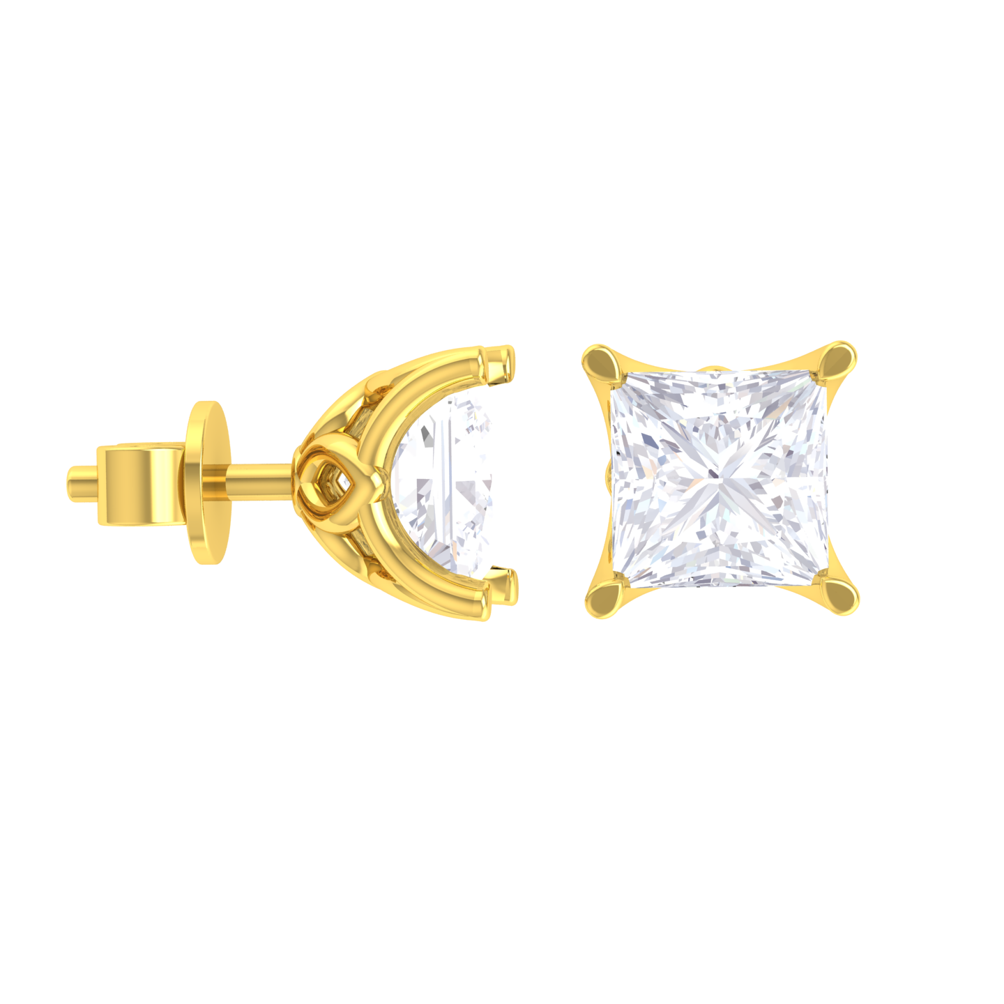 Princess-Cut Lab Grown Diamond Solitaire Stud Earrings