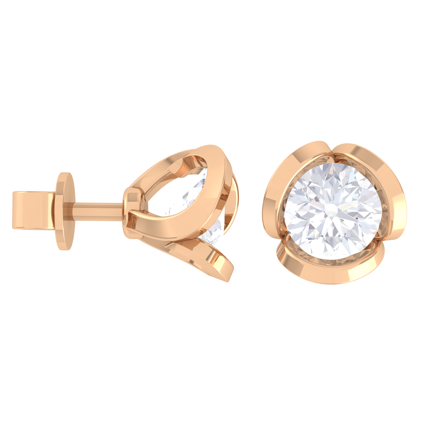 Round Lab Grown Diamond Solitaire Stud Earrings