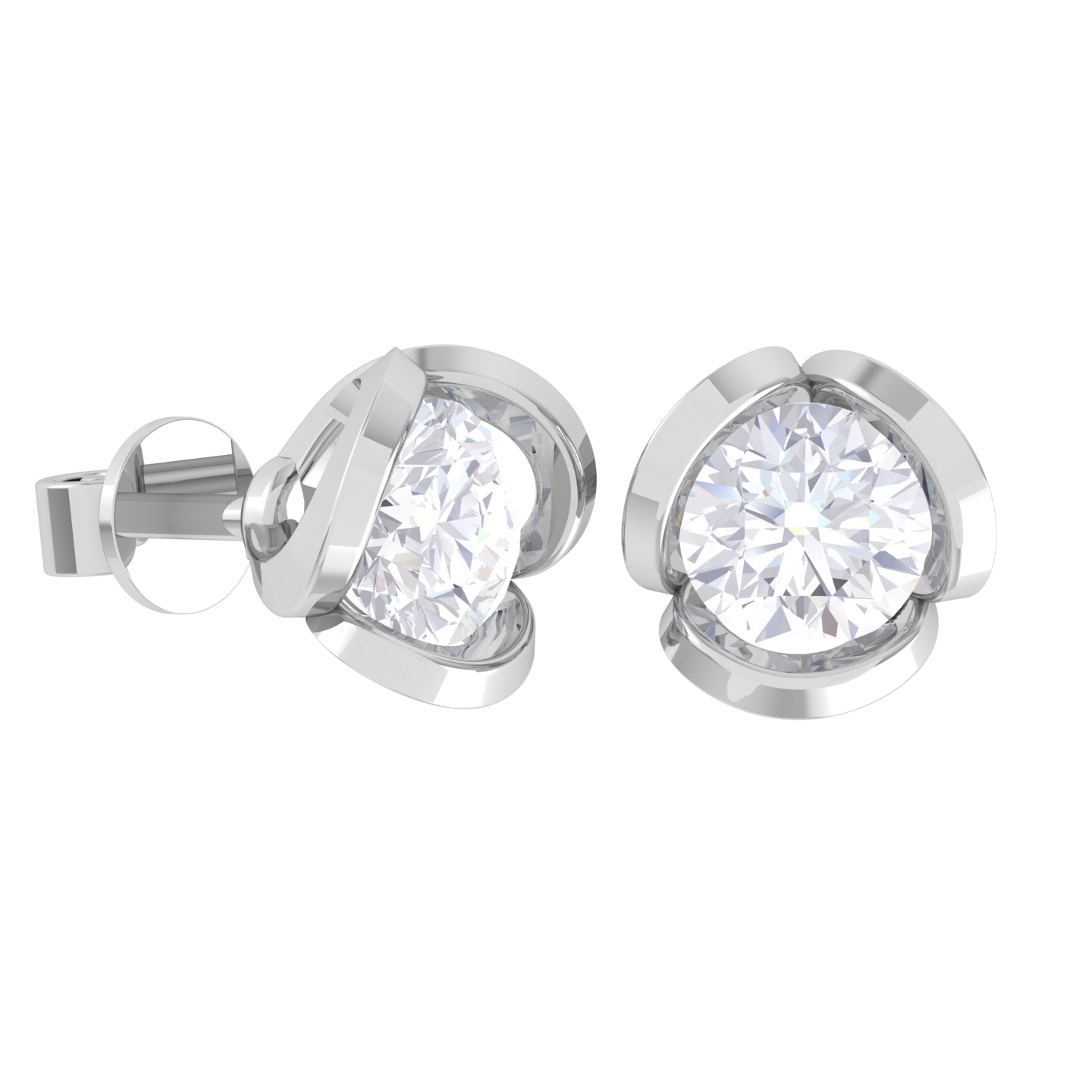 Round Lab Grown Diamond Solitaire Stud Earrings