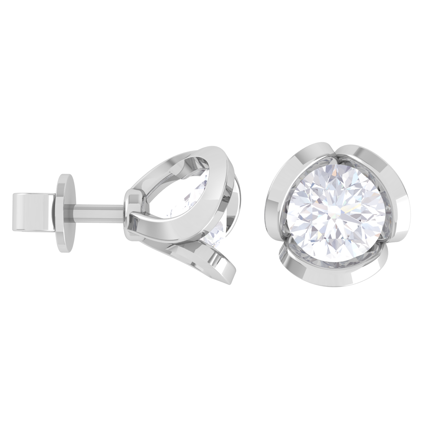 Round Lab Grown Diamond Solitaire Stud Earrings