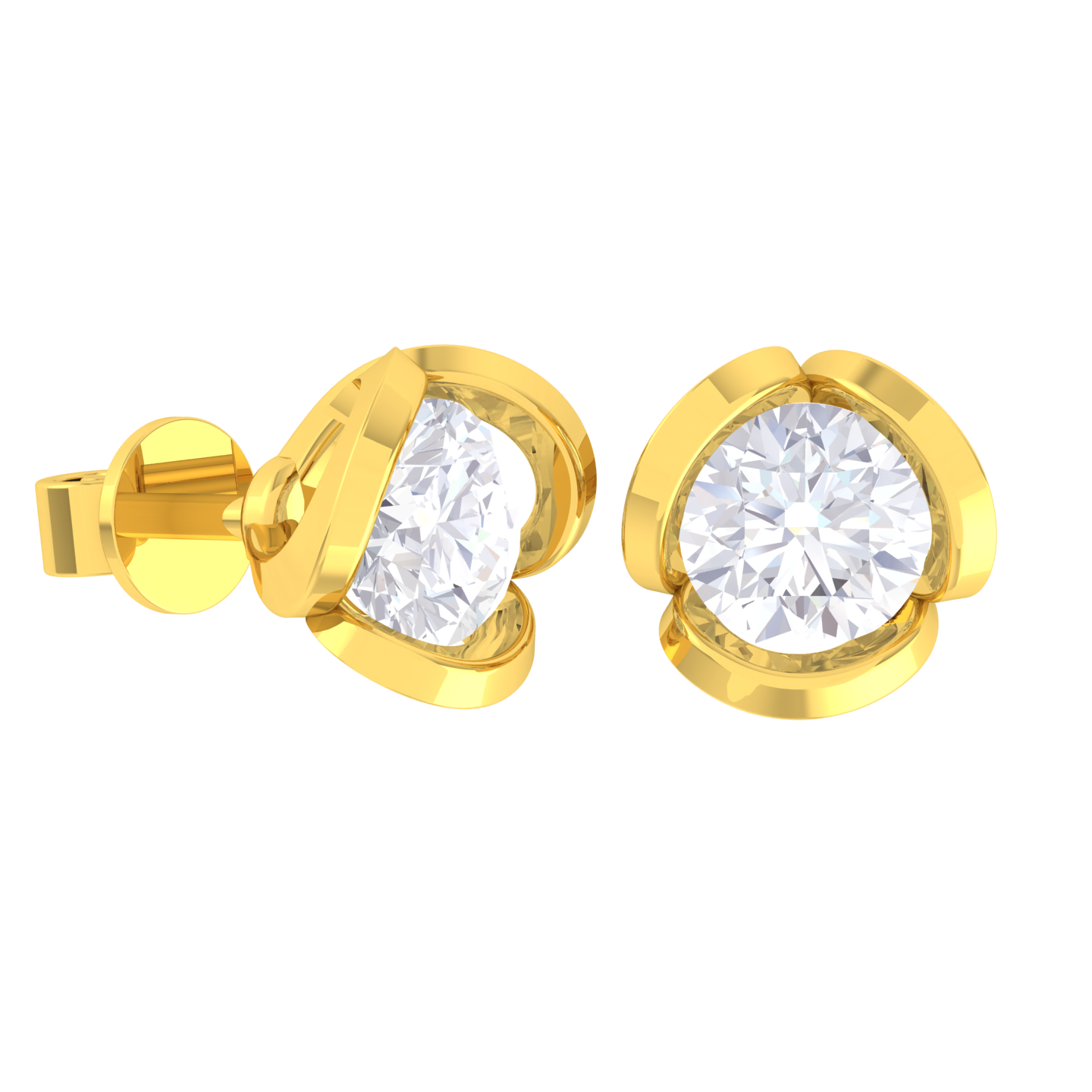 Round Lab Grown Diamond Solitaire Stud Earrings