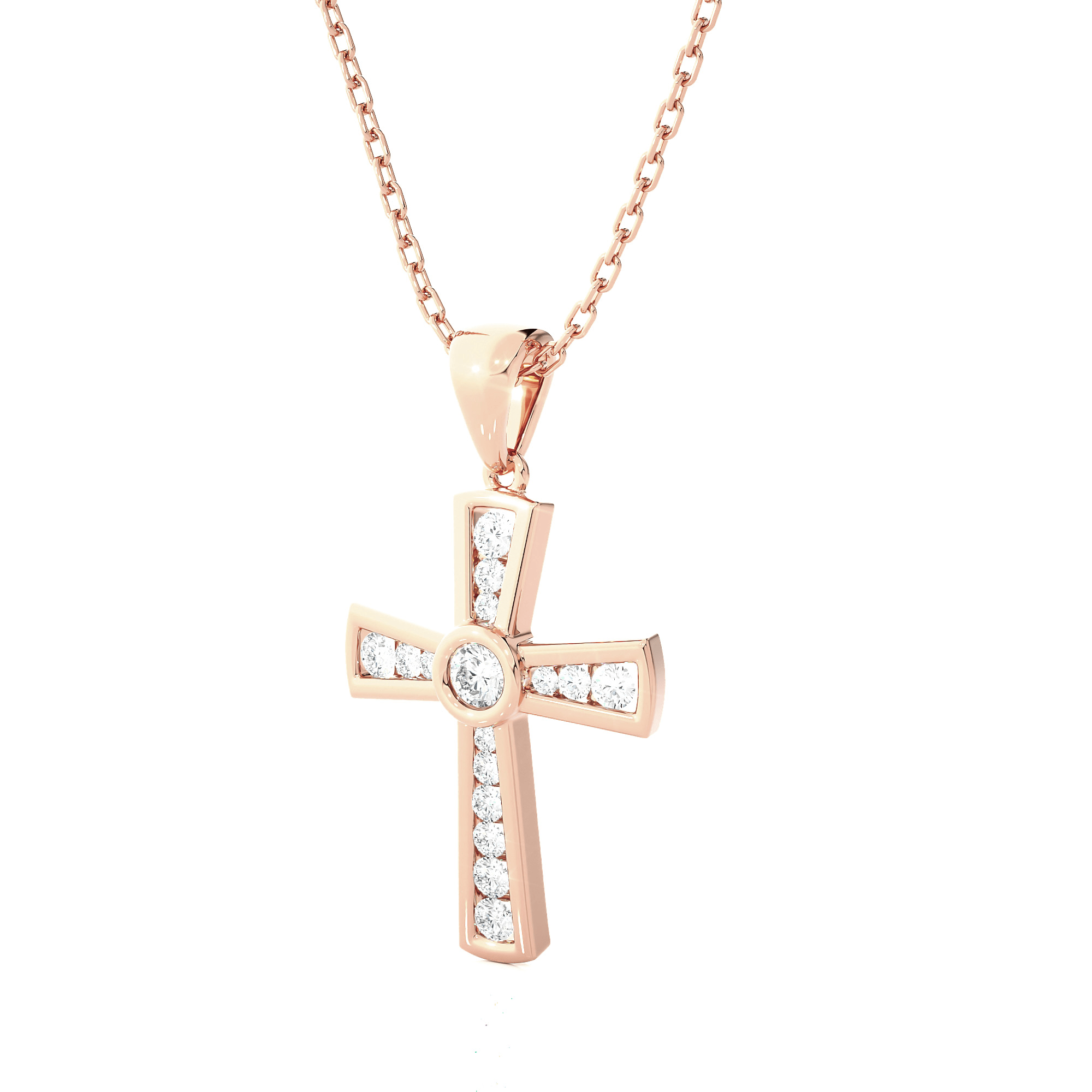 1/4  ctw Round Lab Grown Diamond Cross Pendant