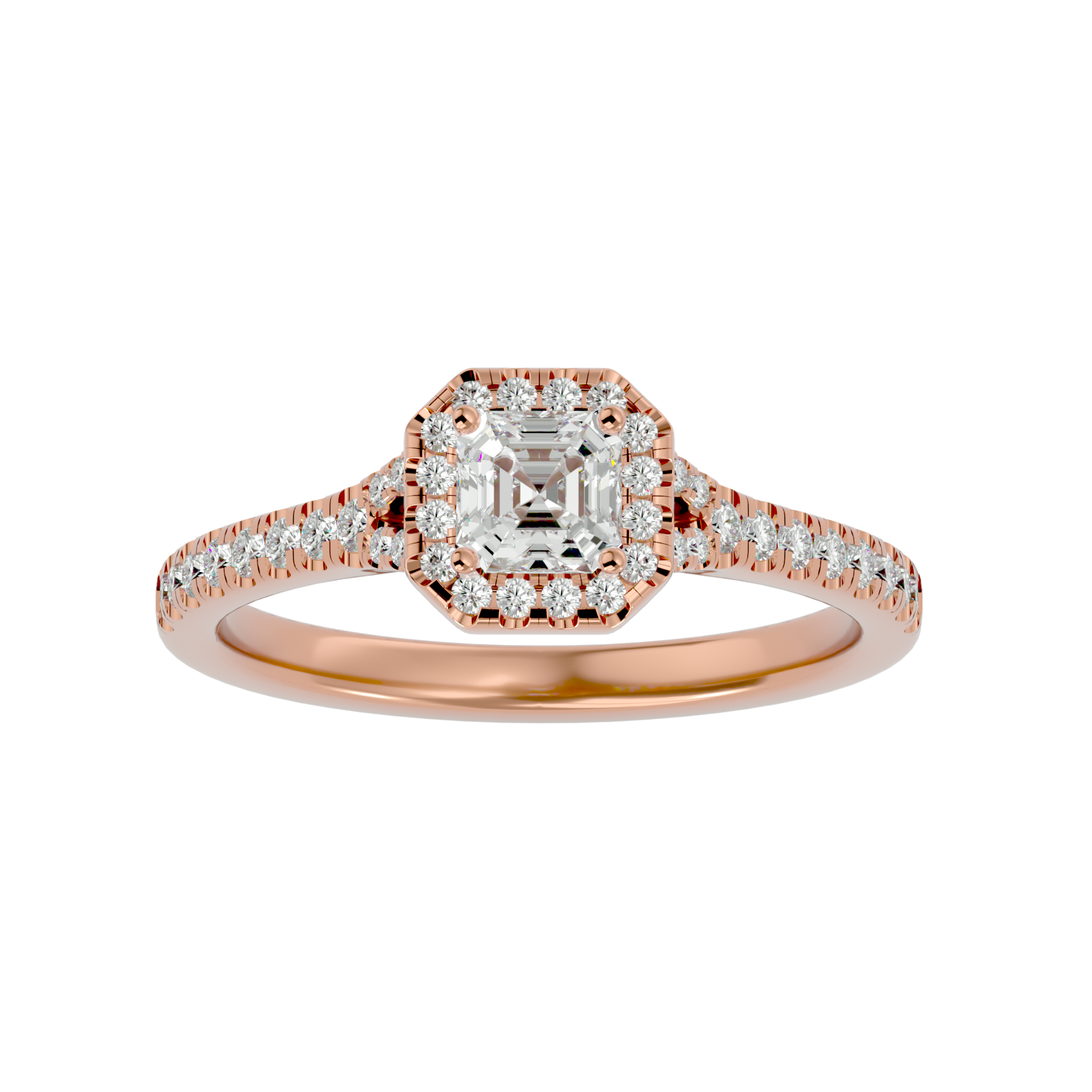 3/4 ctw Emerald-Cut Lab Grown Diamond Halo Engagement Ring