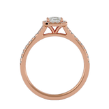 3/4 ctw Emerald-Cut Lab Grown Diamond Halo Engagement Ring