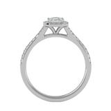 3/4 ctw Emerald-Cut Lab Grown Diamond Halo Engagement Ring