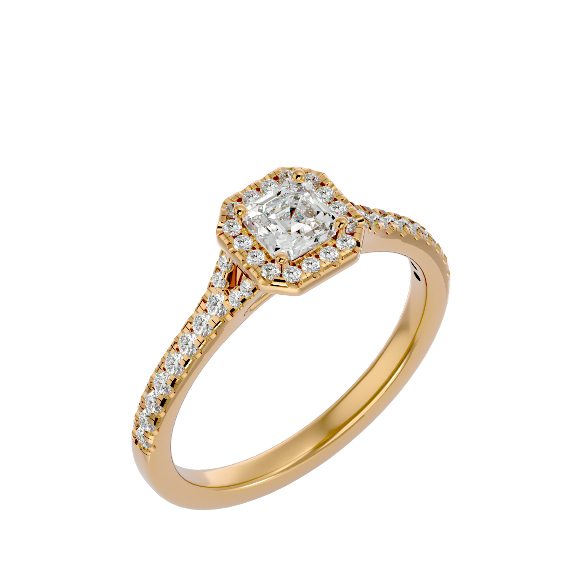 3/4 ctw Emerald-Cut Lab Grown Diamond Halo Engagement Ring