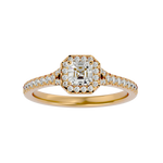3/4 ctw Emerald-Cut Lab Grown Diamond Halo Engagement Ring