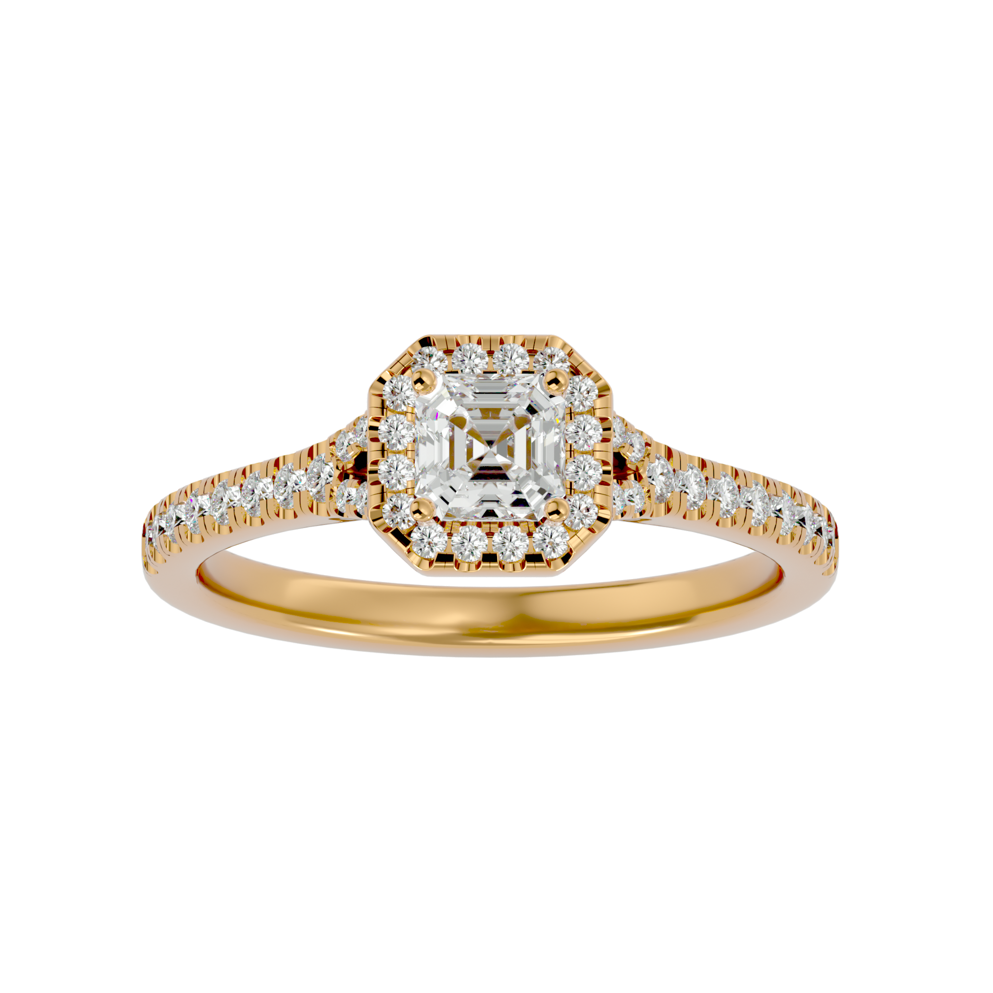3/4 ctw Emerald-Cut Lab Grown Diamond Halo Engagement Ring