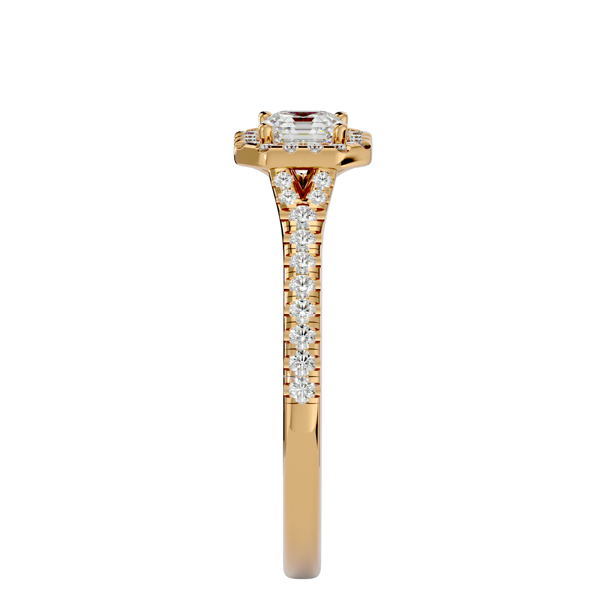 3/4 ctw Emerald-Cut Lab Grown Diamond Halo Engagement Ring