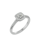 3/4 ctw Emerald-Cut Lab Grown Diamond Halo Engagement Ring