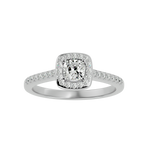 3/4 ctw Emerald-Cut Lab Grown Diamond Halo Engagement Ring
