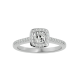 3/4 ctw Emerald-Cut Lab Grown Diamond Halo Engagement Ring