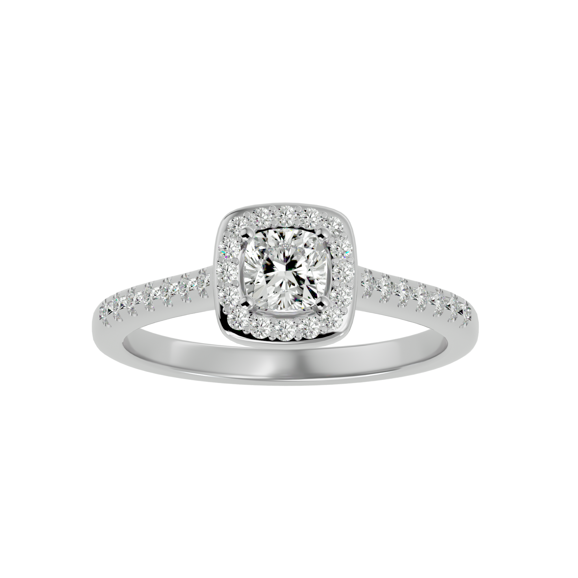 3/4 ctw Emerald-Cut Lab Grown Diamond Halo Engagement Ring