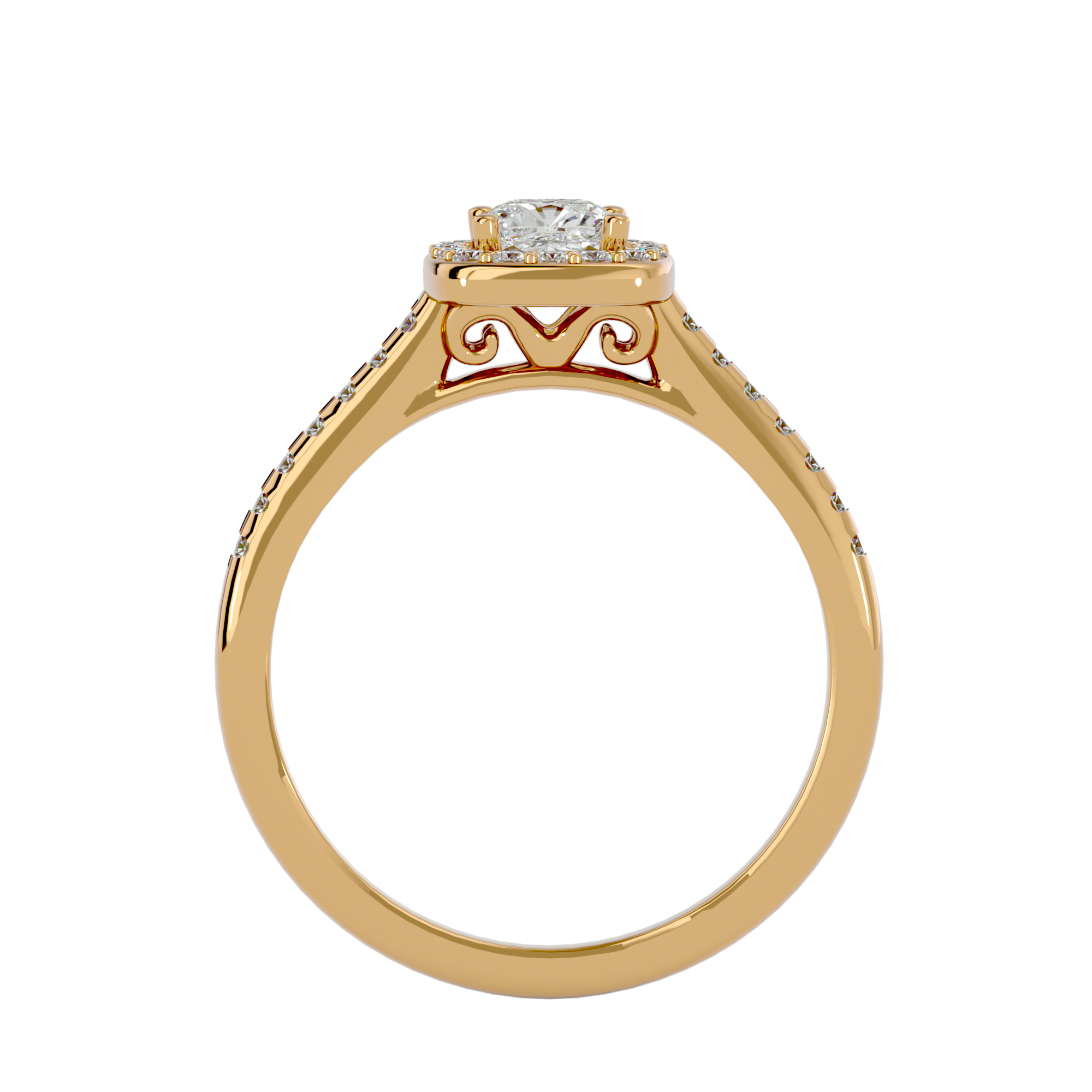 3/4 ctw Emerald-Cut Lab Grown Diamond Halo Engagement Ring