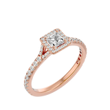 7/8 ctw Princess-Cut Lab Grown Diamond Halo Engagement Ring