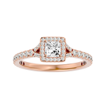 7/8 ctw Princess-Cut Lab Grown Diamond Halo Engagement Ring