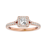 7/8 ctw Princess-Cut Lab Grown Diamond Halo Engagement Ring