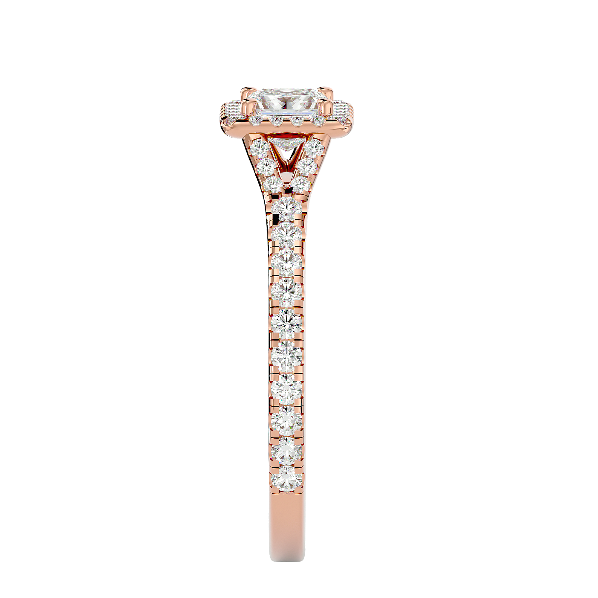 7/8 ctw Princess-Cut Lab Grown Diamond Halo Engagement Ring