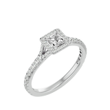 7/8 ctw Princess-Cut Lab Grown Diamond Halo Engagement Ring