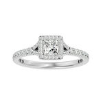 7/8 ctw Princess-Cut Lab Grown Diamond Halo Engagement Ring