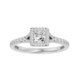 7/8 ctw Princess-Cut Lab Grown Diamond Halo Engagement Ring