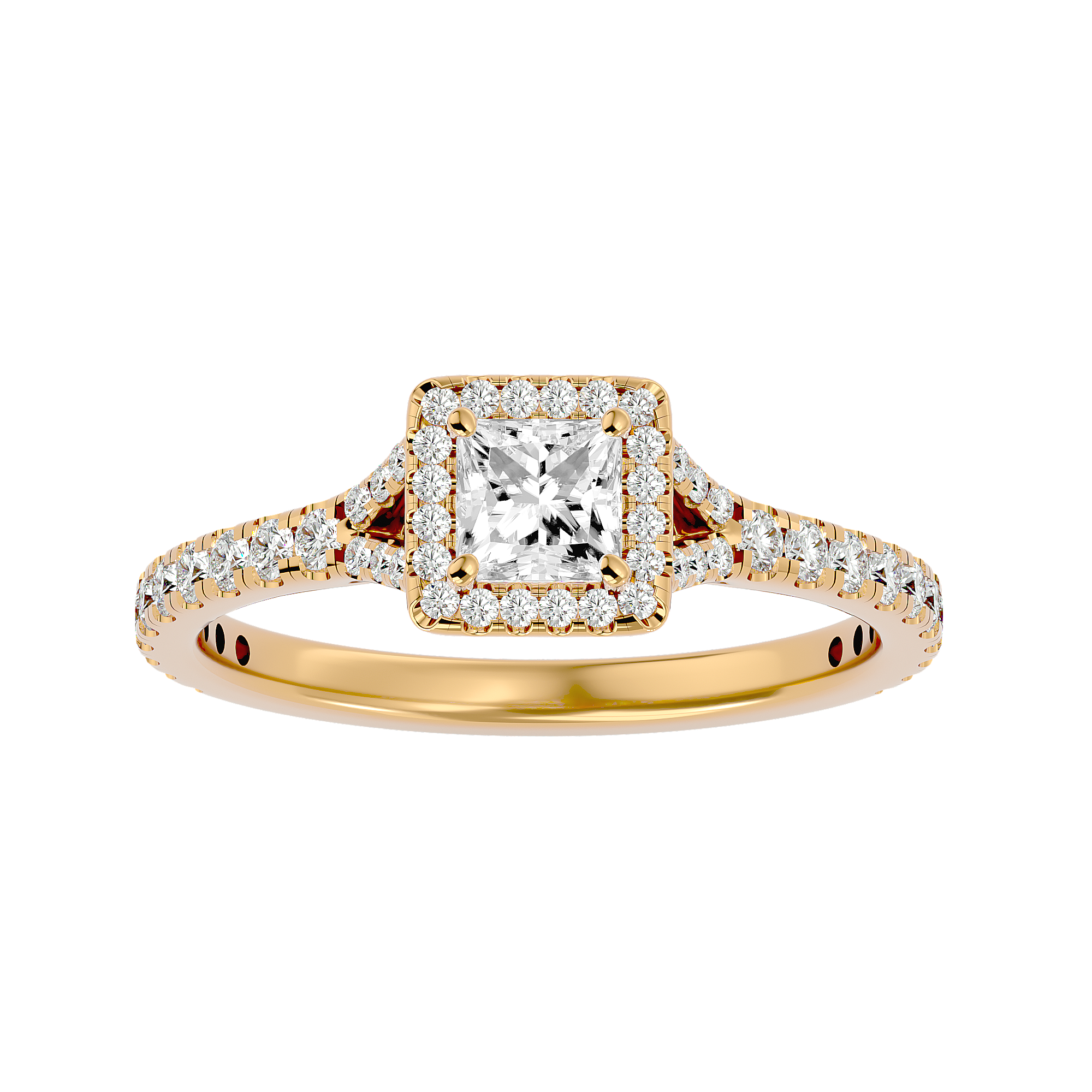 7/8 ctw Princess-Cut Lab Grown Diamond Halo Engagement Ring
