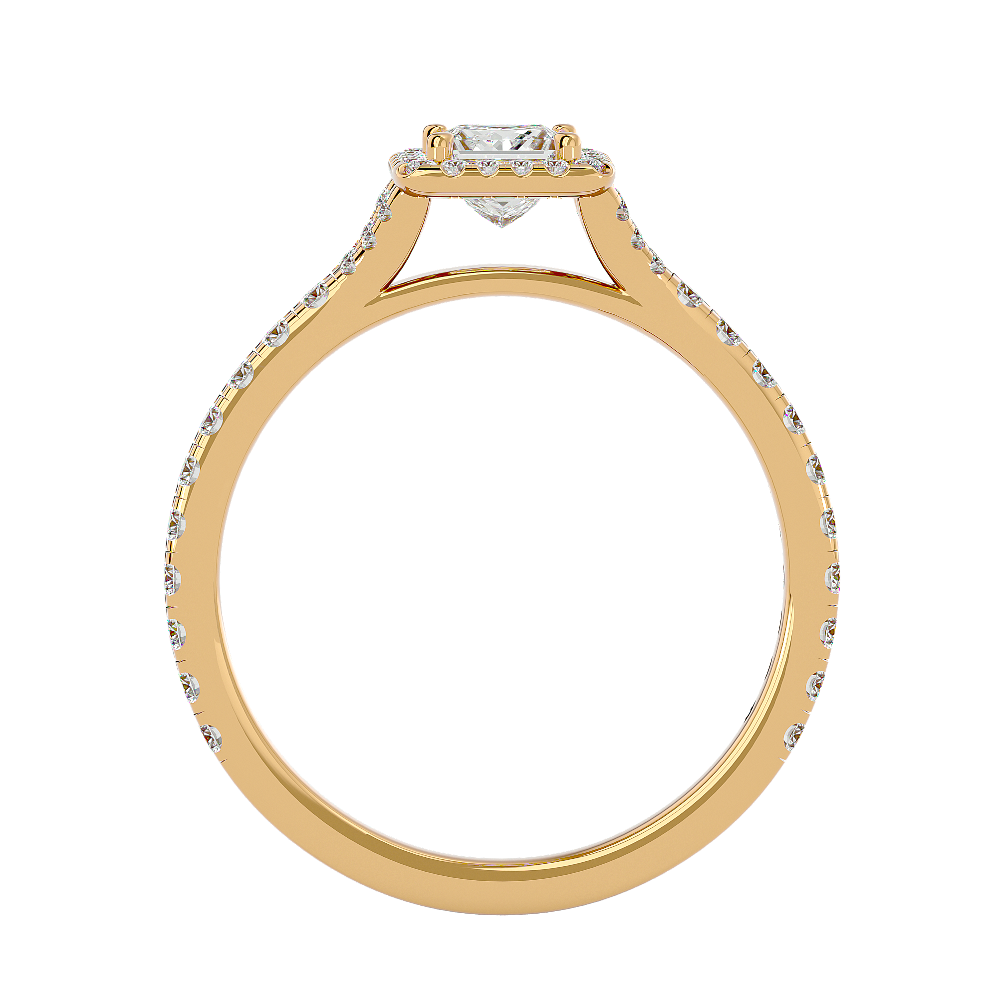 7/8 ctw Princess-Cut Lab Grown Diamond Halo Engagement Ring