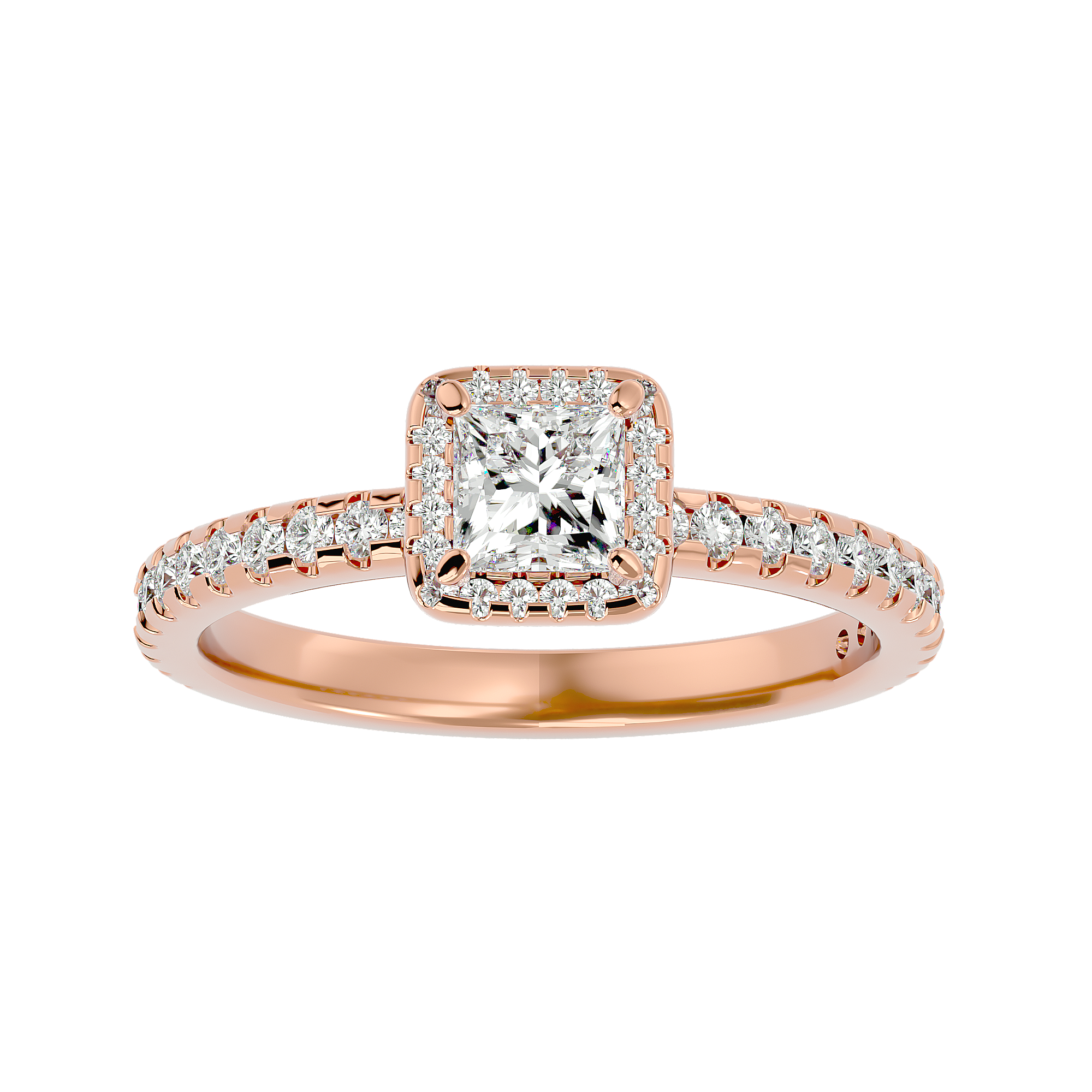 1 ctw Princess-Cut Lab Grown Diamond Halo Engagement Ring