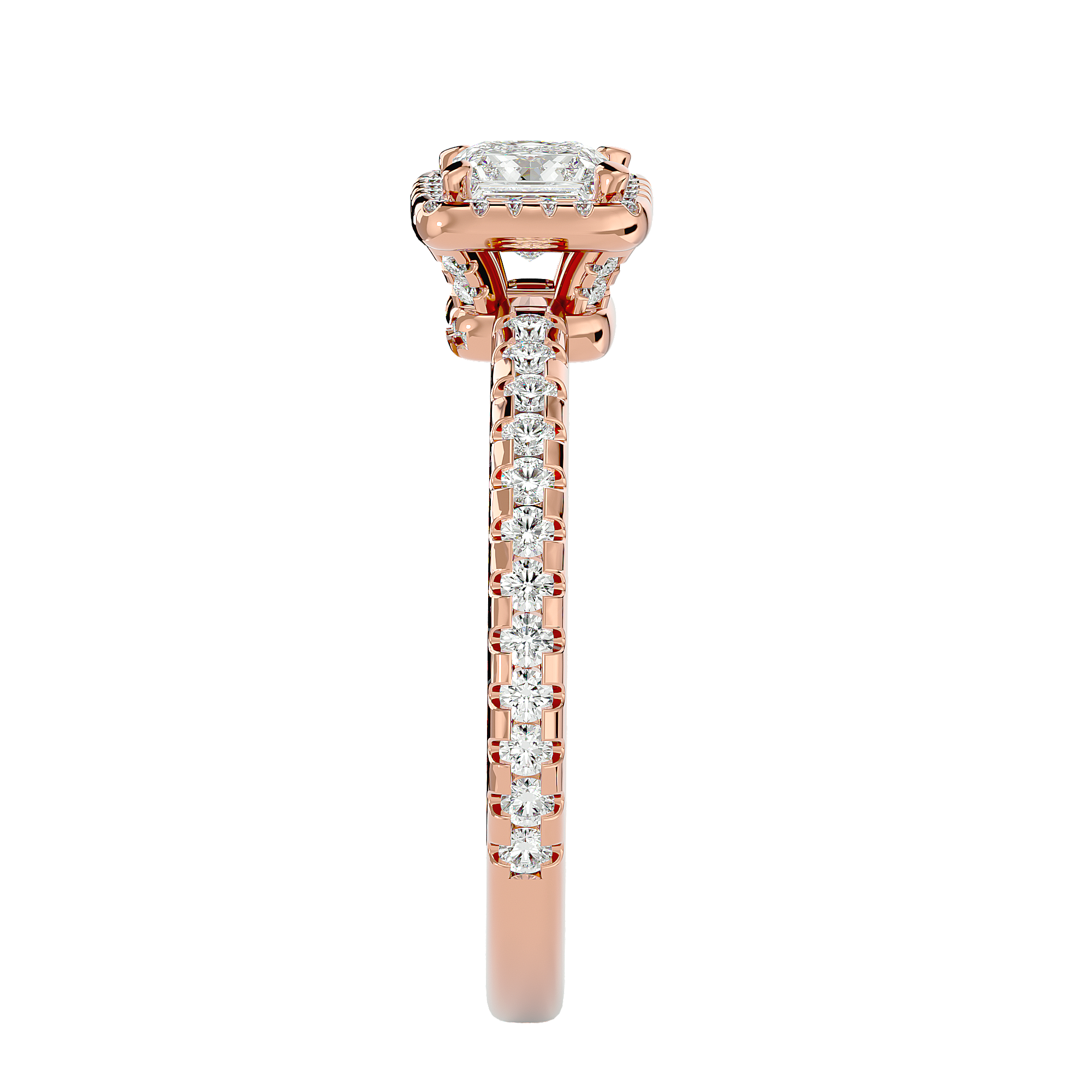 1 ctw Princess-Cut Lab Grown Diamond Halo Engagement Ring