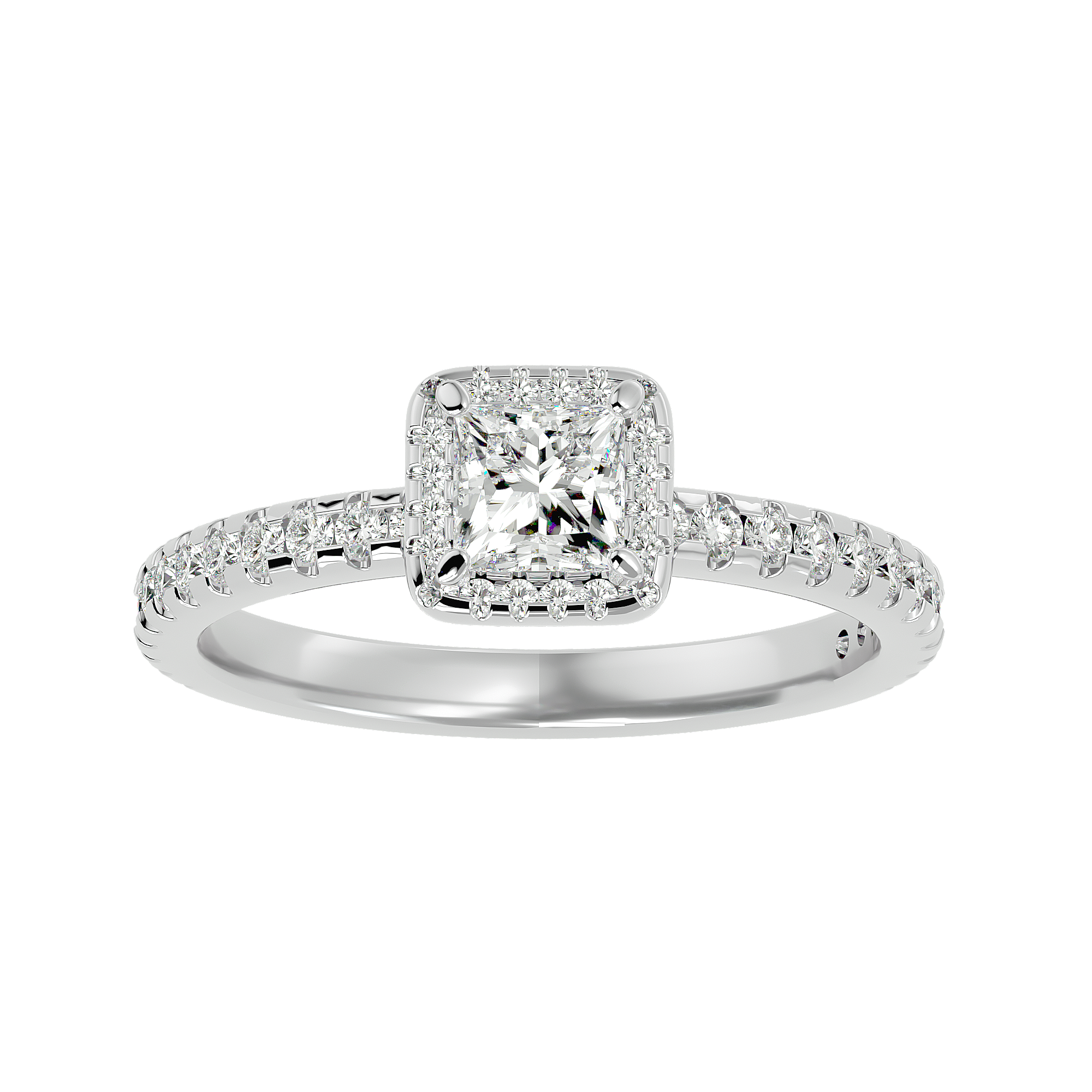 1 ctw Princess-Cut Lab Grown Diamond Halo Engagement Ring