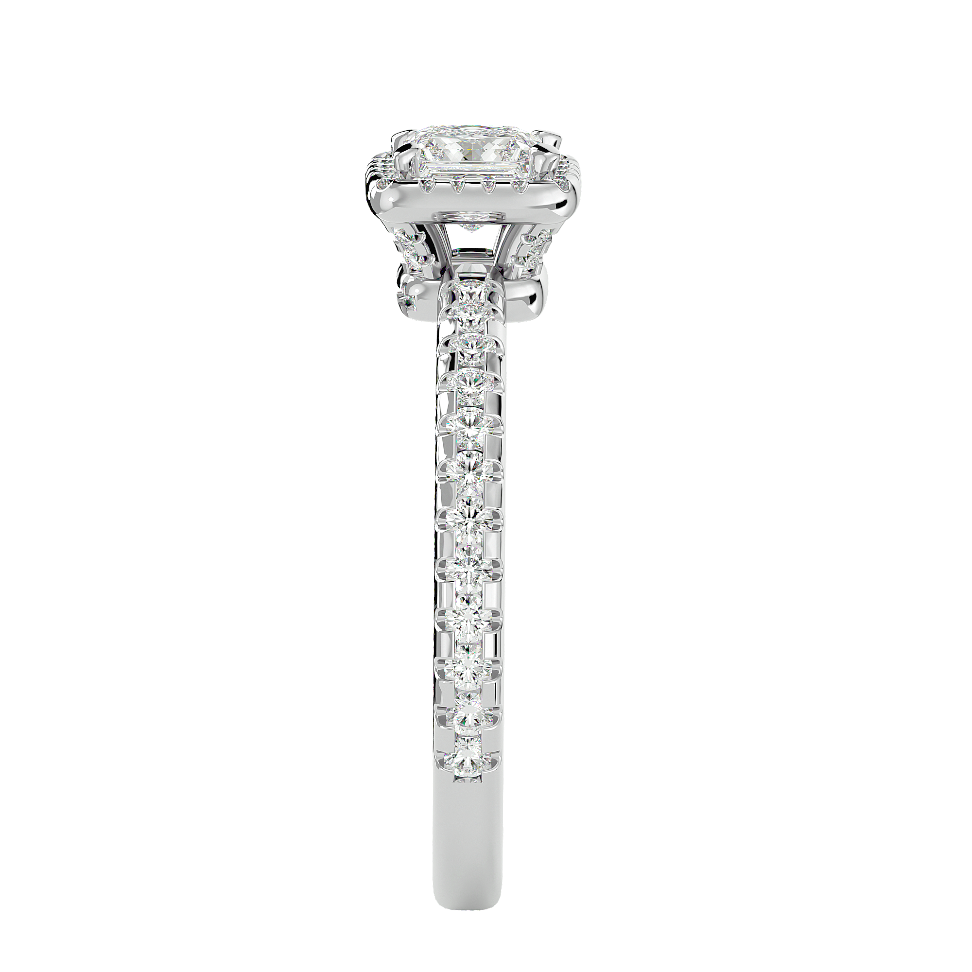 1 ctw Princess-Cut Lab Grown Diamond Halo Engagement Ring