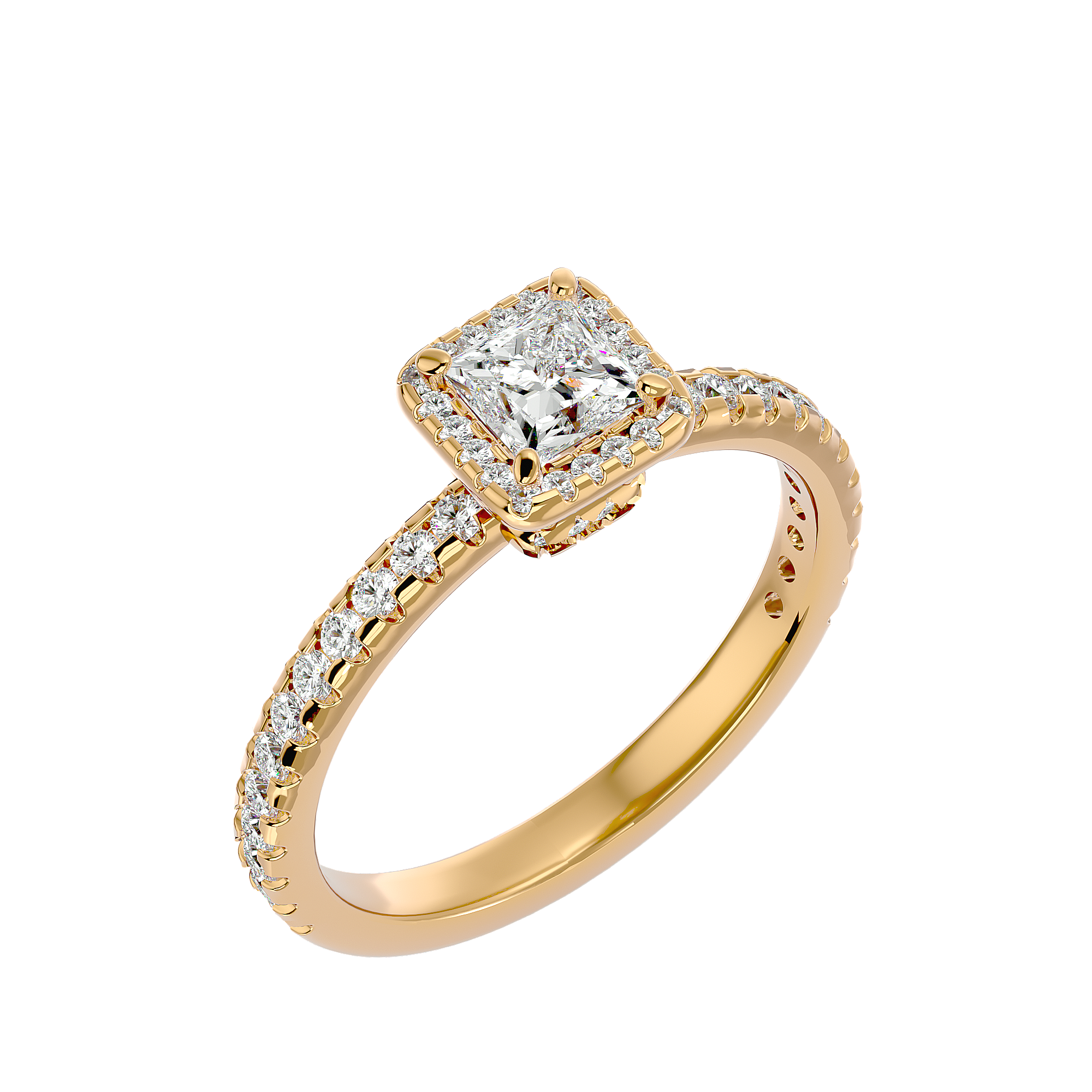 1 ctw Princess-Cut Lab Grown Diamond Halo Engagement Ring