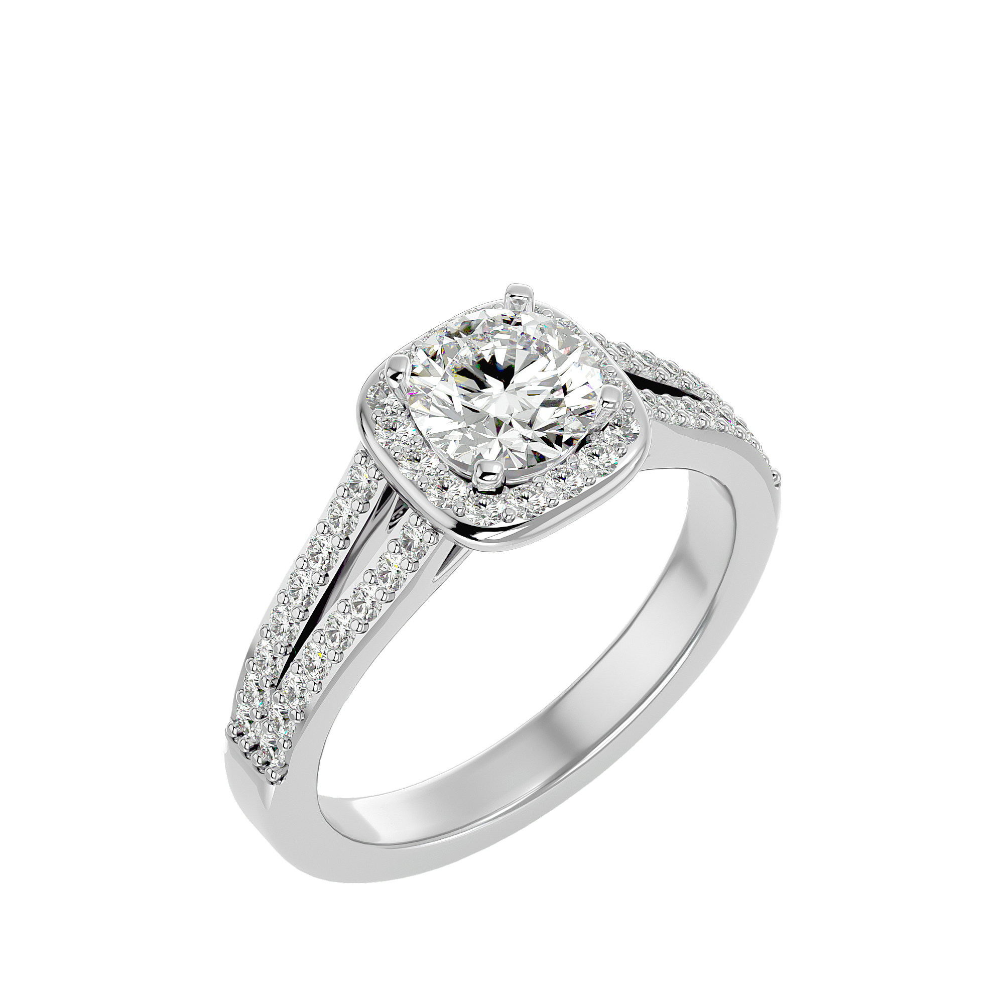 1 3/8 ctw Round Lab Grown Diamond Halo Engagement Ring