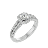 1 ctw Round Lab Grown Diamond Halo Engagement Ring
